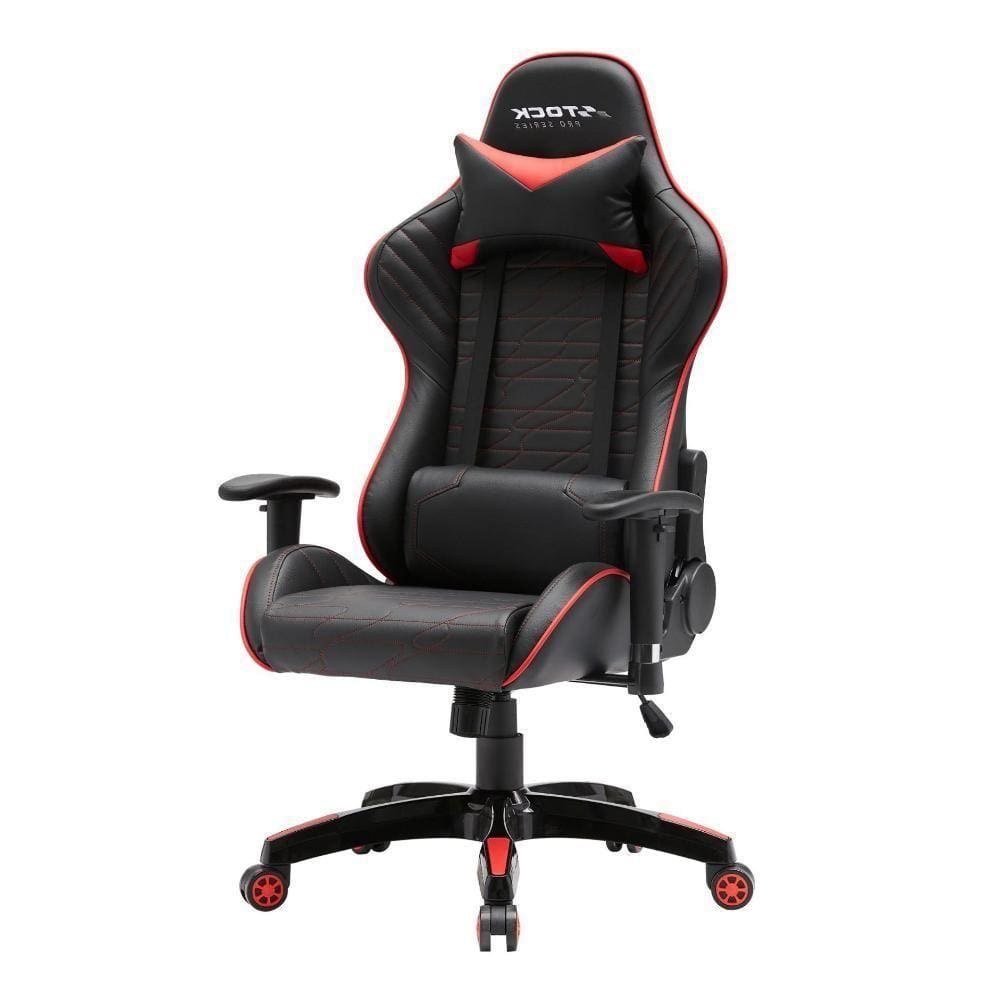 Cadeira Gamer Giratória Stock Car Blume Office Poliuretano (Pu) Preto E Vermelho Base Rodízio Preto