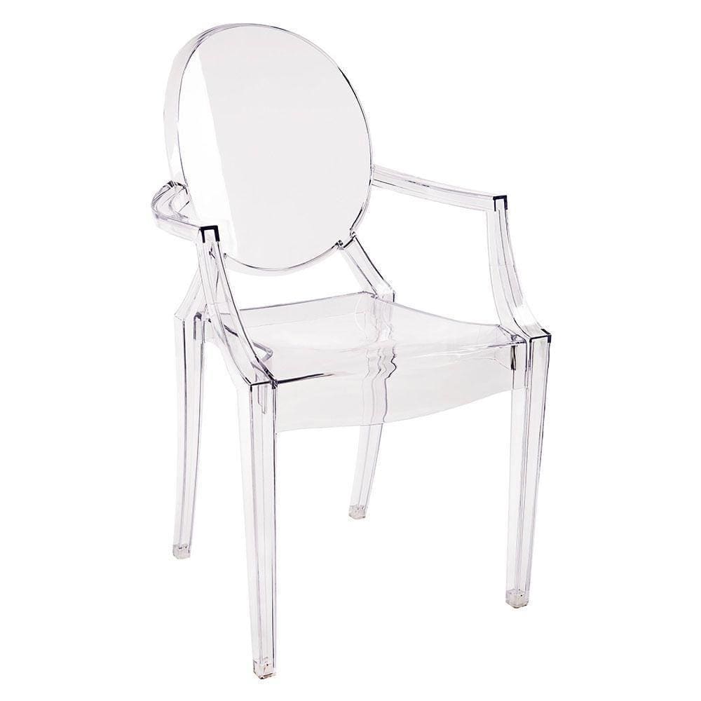 Cadeira Com Braço Invisible Louis Ghost Policarbonato Transparente