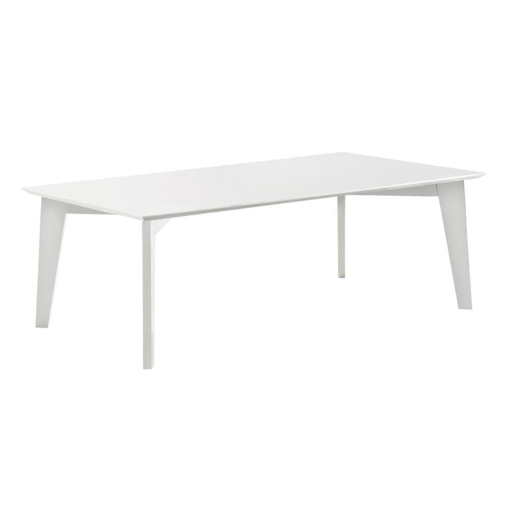 Mesa De Jantar Lisboa Univ Retangular 180 Cm Tampo De Madeira Com Laca Branca Brilhante