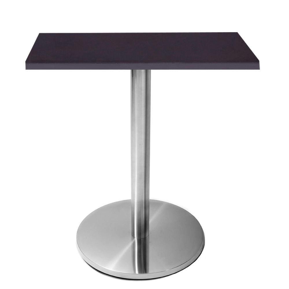 Mesa Beta Em Inox 75 Cm (Altura) Com Disco Redondo Com Tampo Em Mdp Quadrado 70 Cm Preto