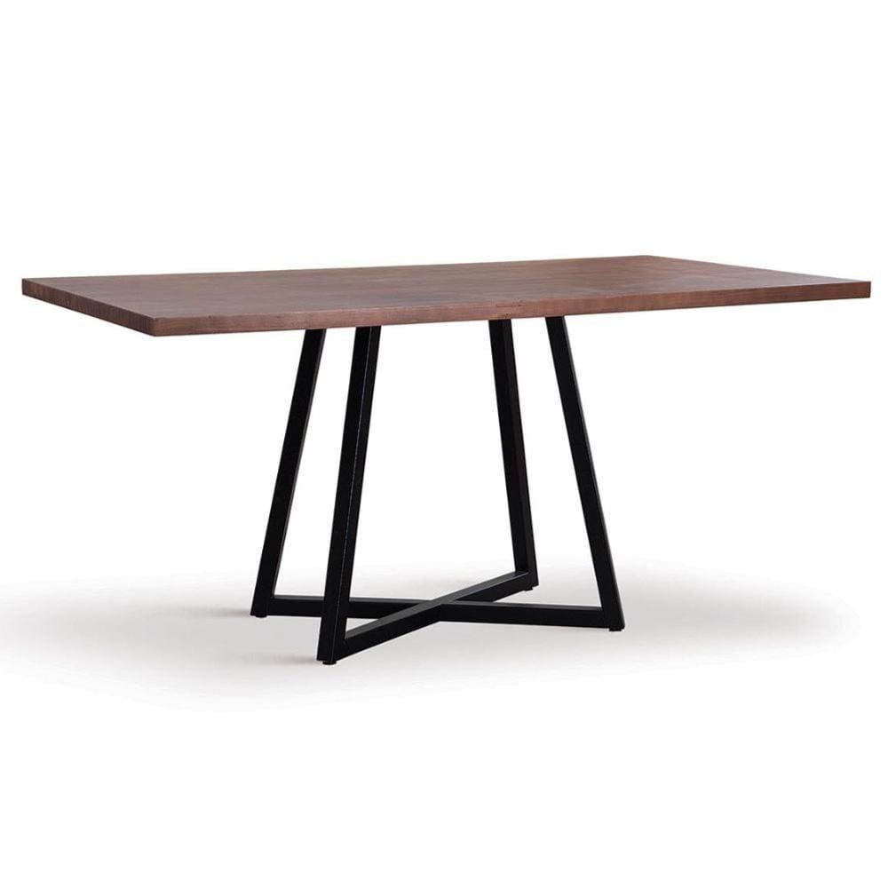Mesa Jantar Retangular Orlando Industrial Daf Móveis 180 X 90 Cm Madeira Maciça Castanho Aço Preto
