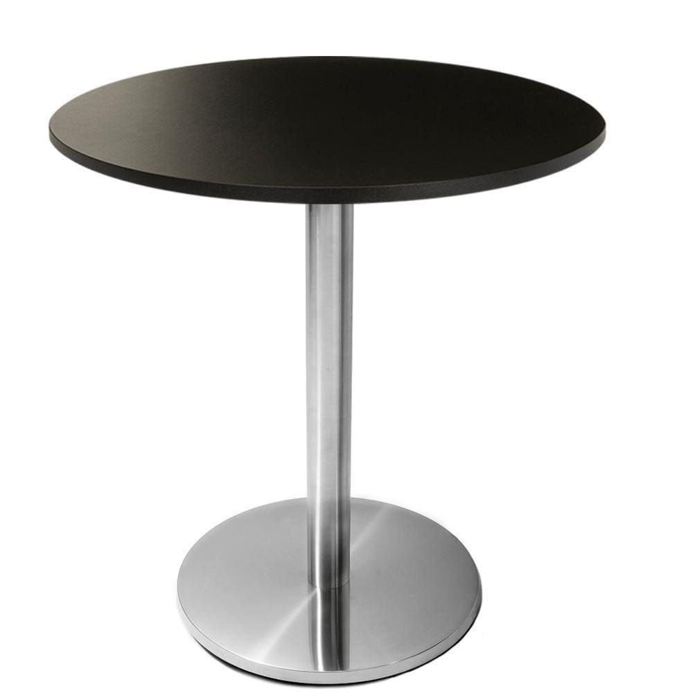Mesa Beta Em Inox 75 Cm (Altura) Com Disco Redondo Com Tampo Em Mdp Redondo 70 Cm Preto