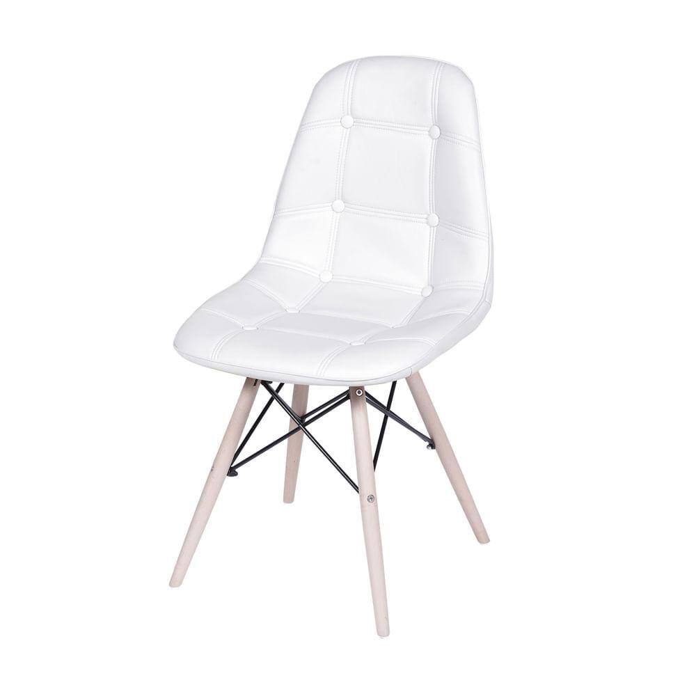 Cadeira Eames Dsw Botonê Assento Pu Branca Base Madeira