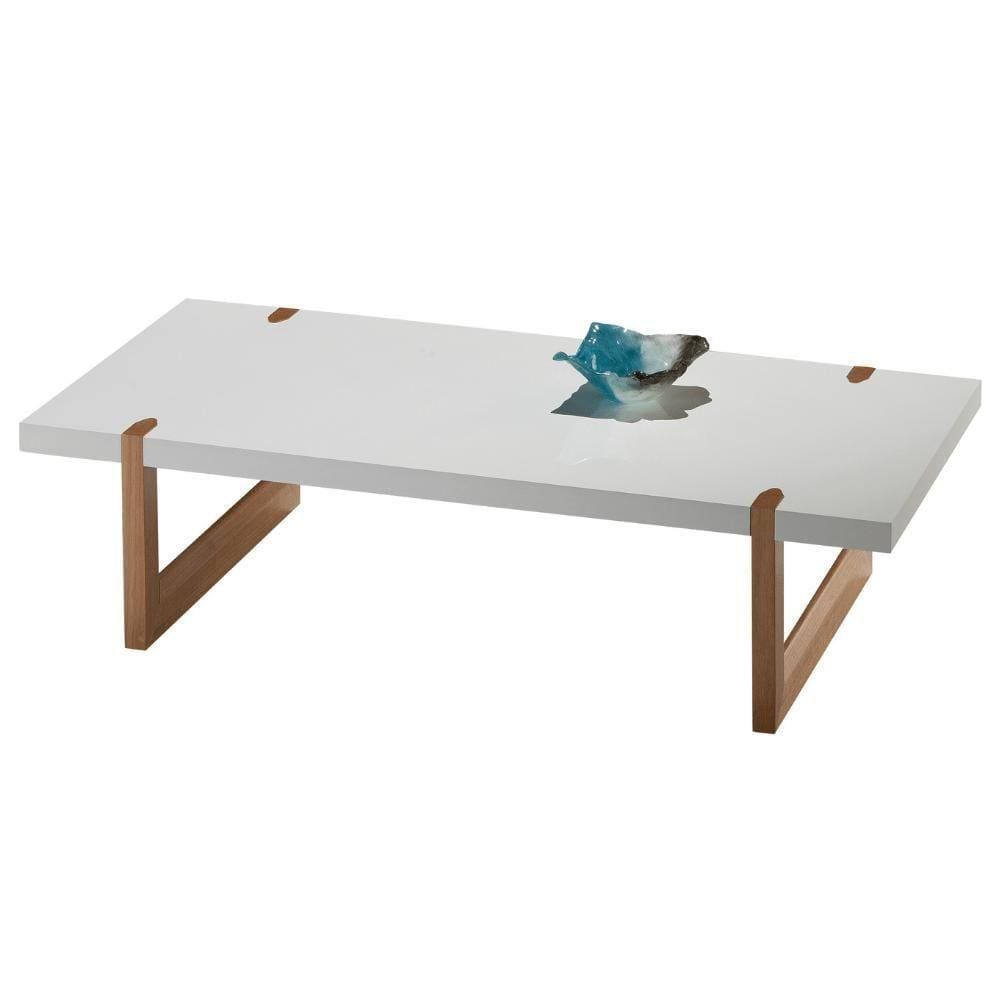 Mesa De Centro Zurique Univ Retangular 120 Cm Tampo Madeira Branca Base Madeira Amêndoa