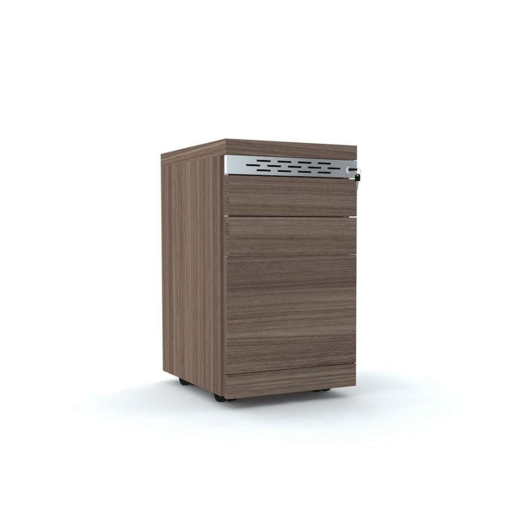 Gaveteiro Volante 3 Gavetas Com Chaves Pe50 Em Mdp Walnut