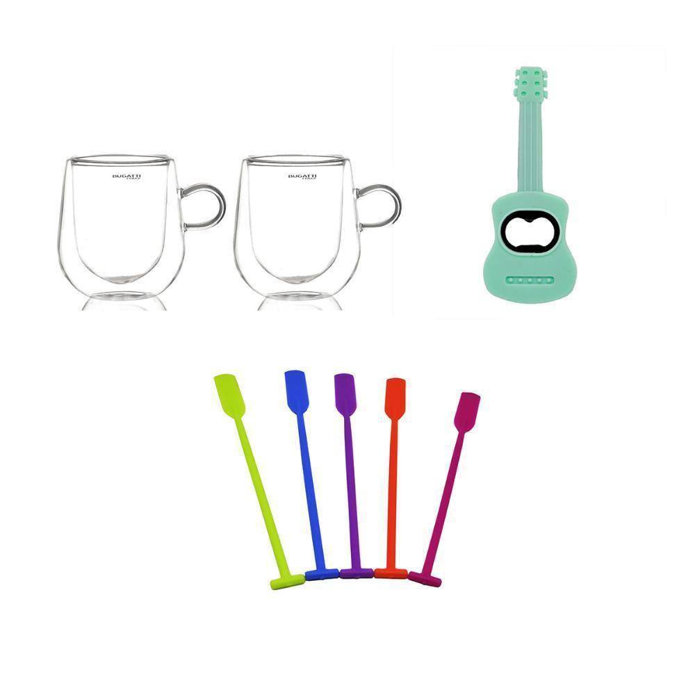 Jogo Drink Caneca 300Ml Abridor De Garrafa E Mexedores 8 Pçs