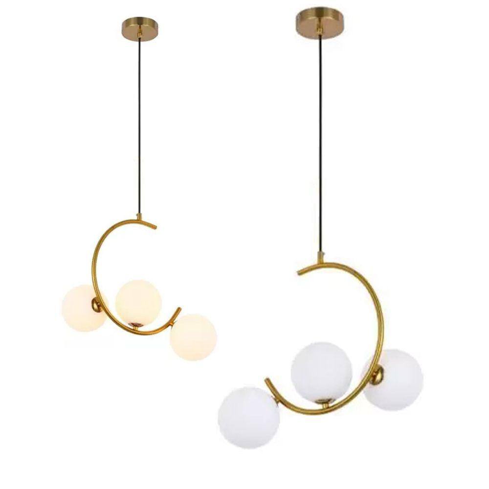 Luminaria Pendente Lustre Meia Lua Enfeite Luxo Sala Quarto Cozinha Decoraçao Residencial Comercial Ambiente Iluminaçao