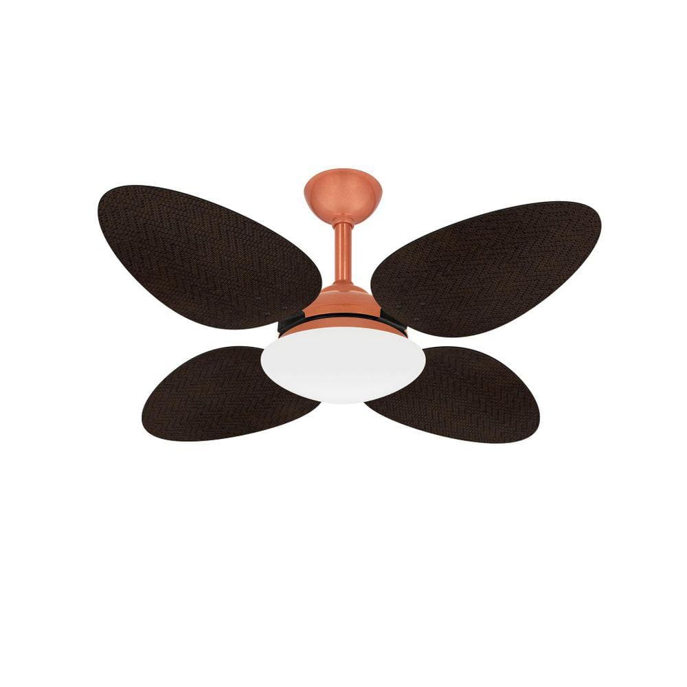 Ventilador De Teto Turbo Trevo Cobre 4 Pás Palha Ventax 220V