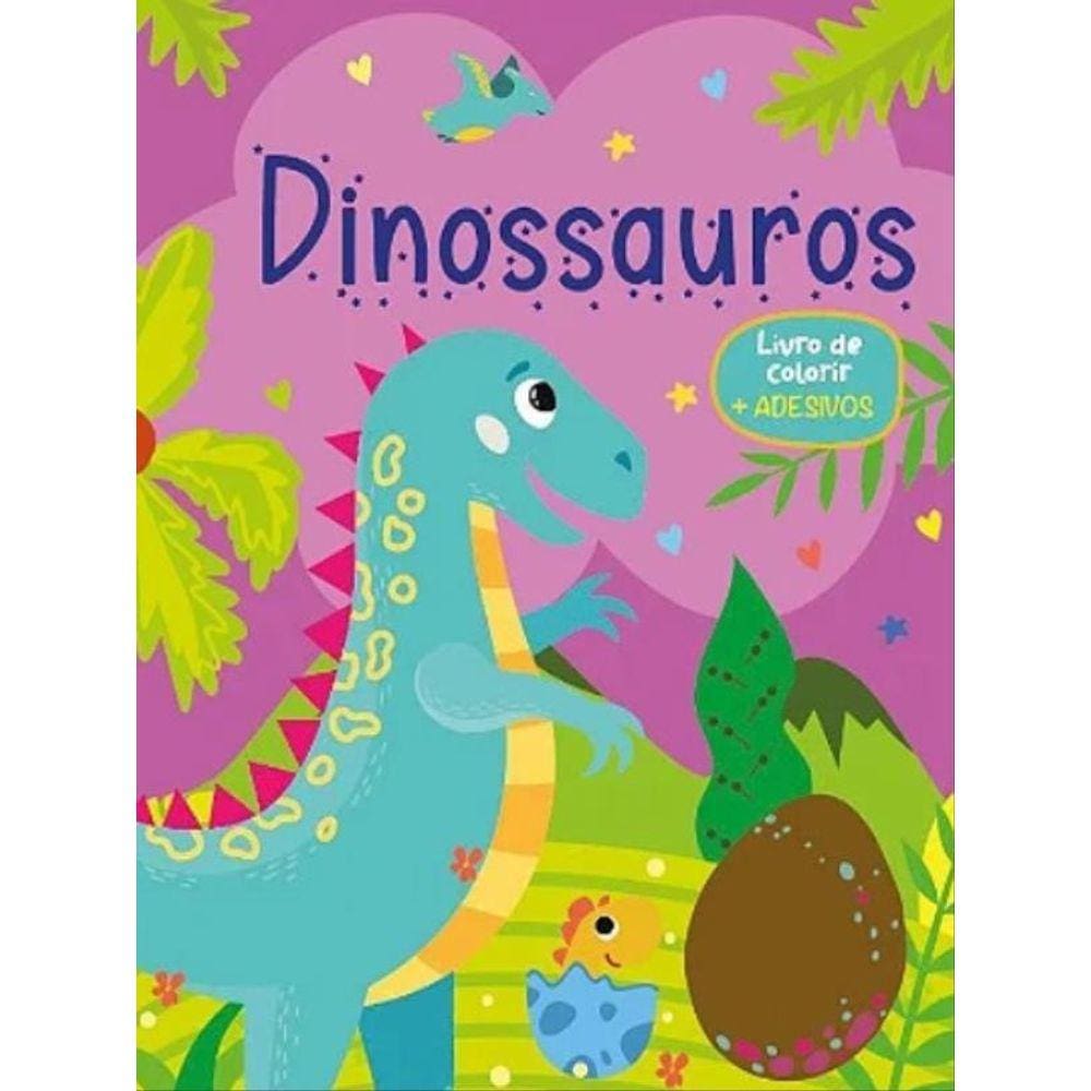 Dinossauros - Livro De Colorir Com Adesivos