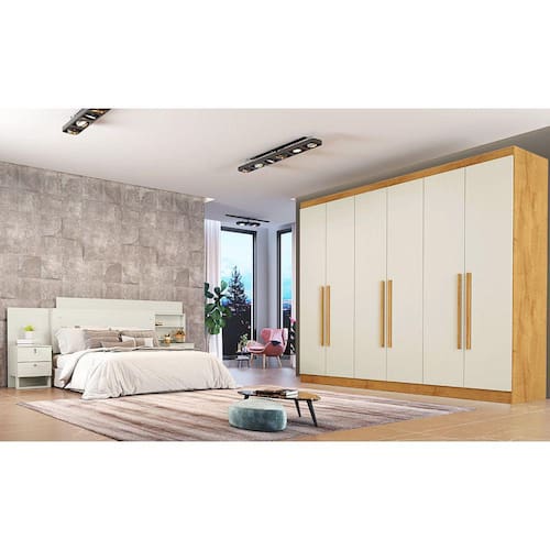 imagem-Roupeiro Oslo 6 Portas 6 Gavetas 100 MDF - Off White 