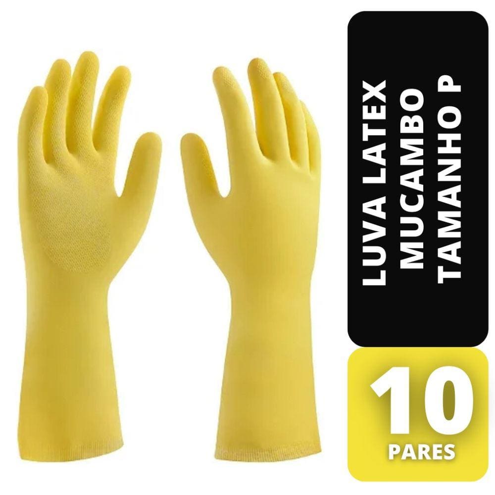 Kit C/10 Luvas Latex Forrada 280 T6 P Amarelo Mucambo