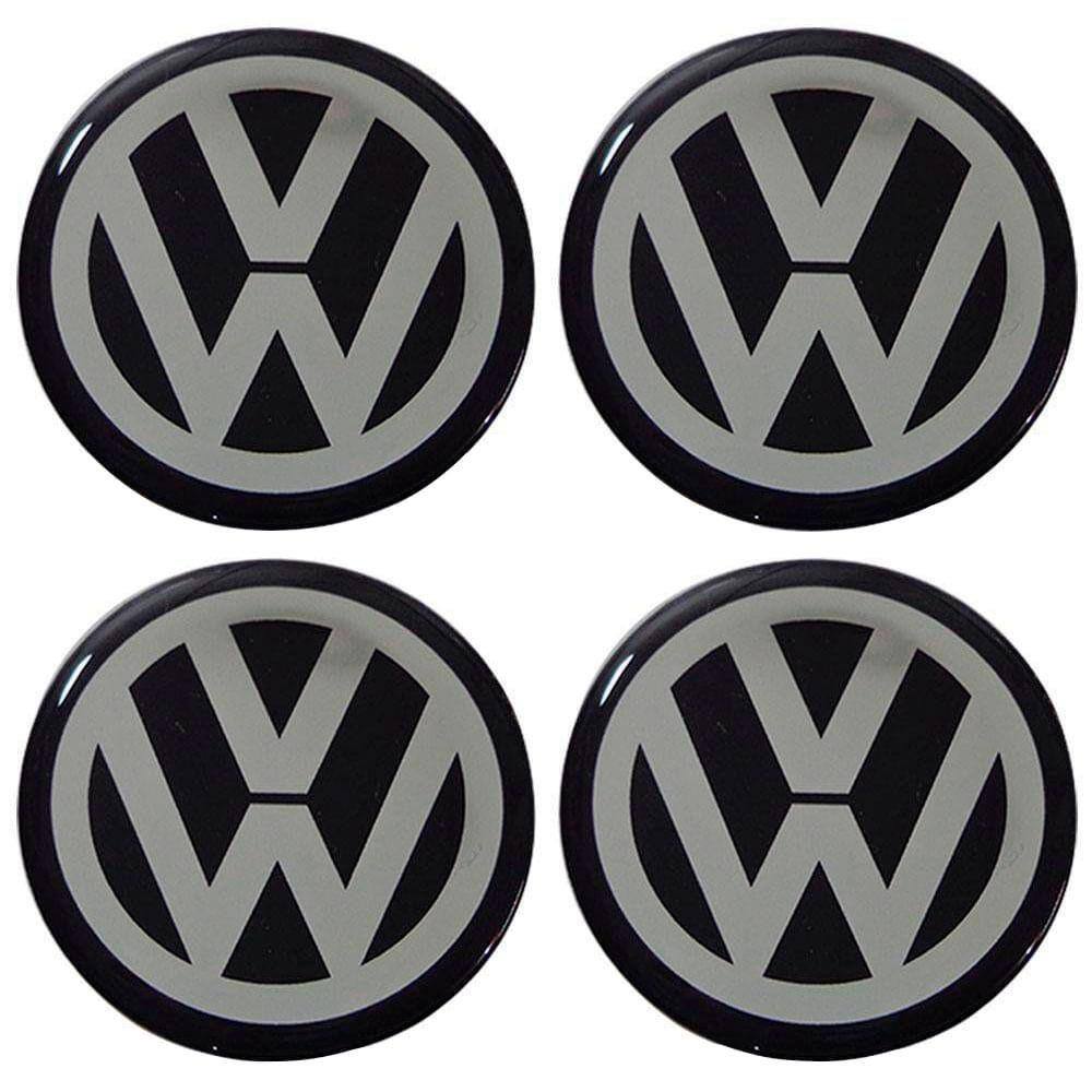 Jogo Emblema Calota Resinada Vw 48mm Preto