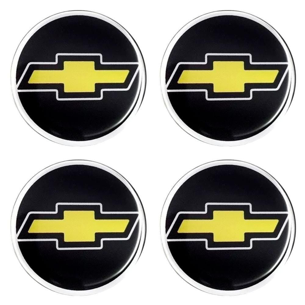 Jogo Emblema Calota Resinada Gm 48mm Preto/dourado