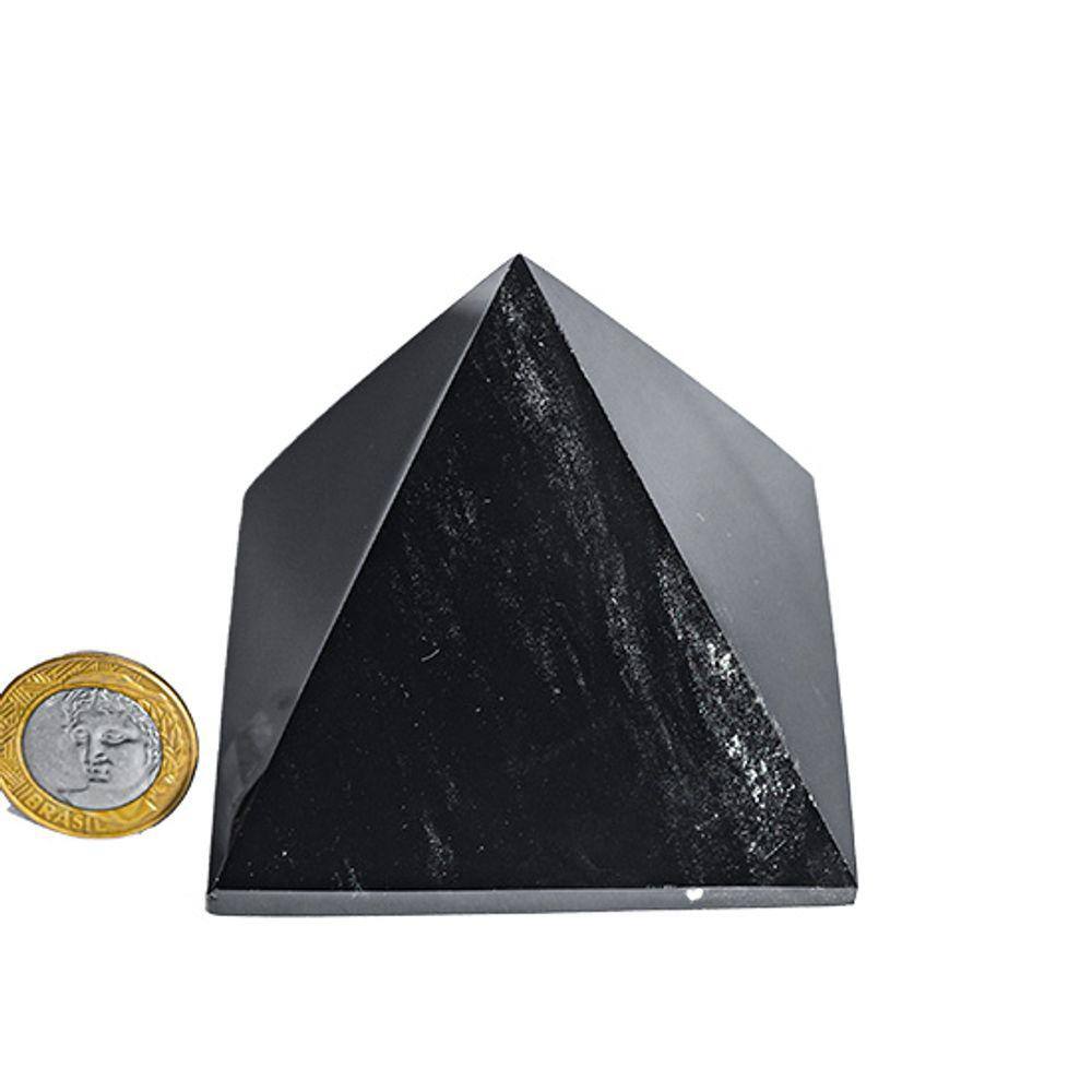Pirâmide Obsidiana Negra Pedra Natural Baseada Quéops 8,4cm