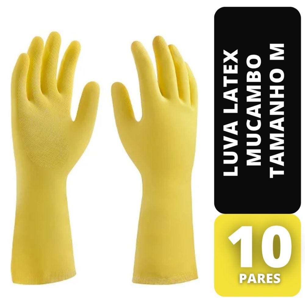 Kit C/10 Luvas Latex Forrada 280 T7 M Amarelo Mucambo