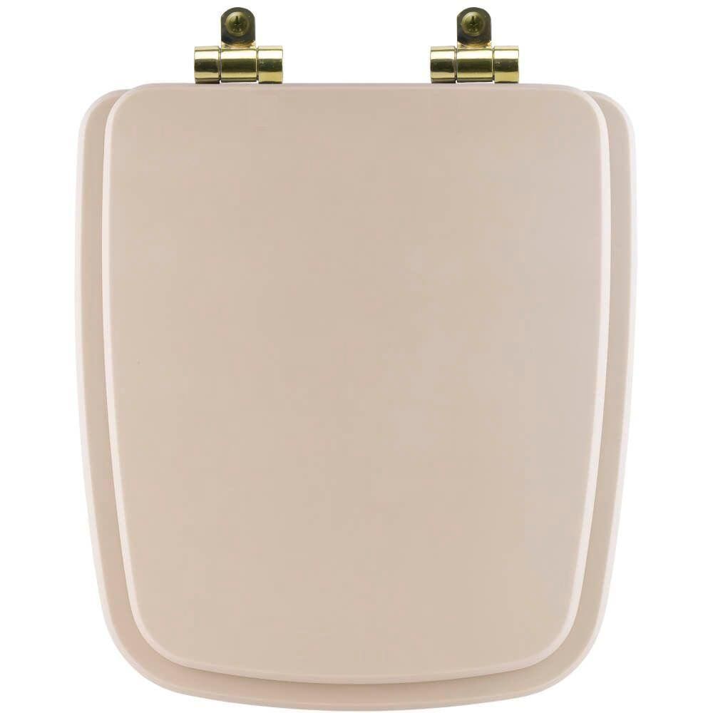 Assento Sanitário Poliéster Soft Close Boss Beige (Bege Fosco) para Vaso Incepa com Ferragem Dourada