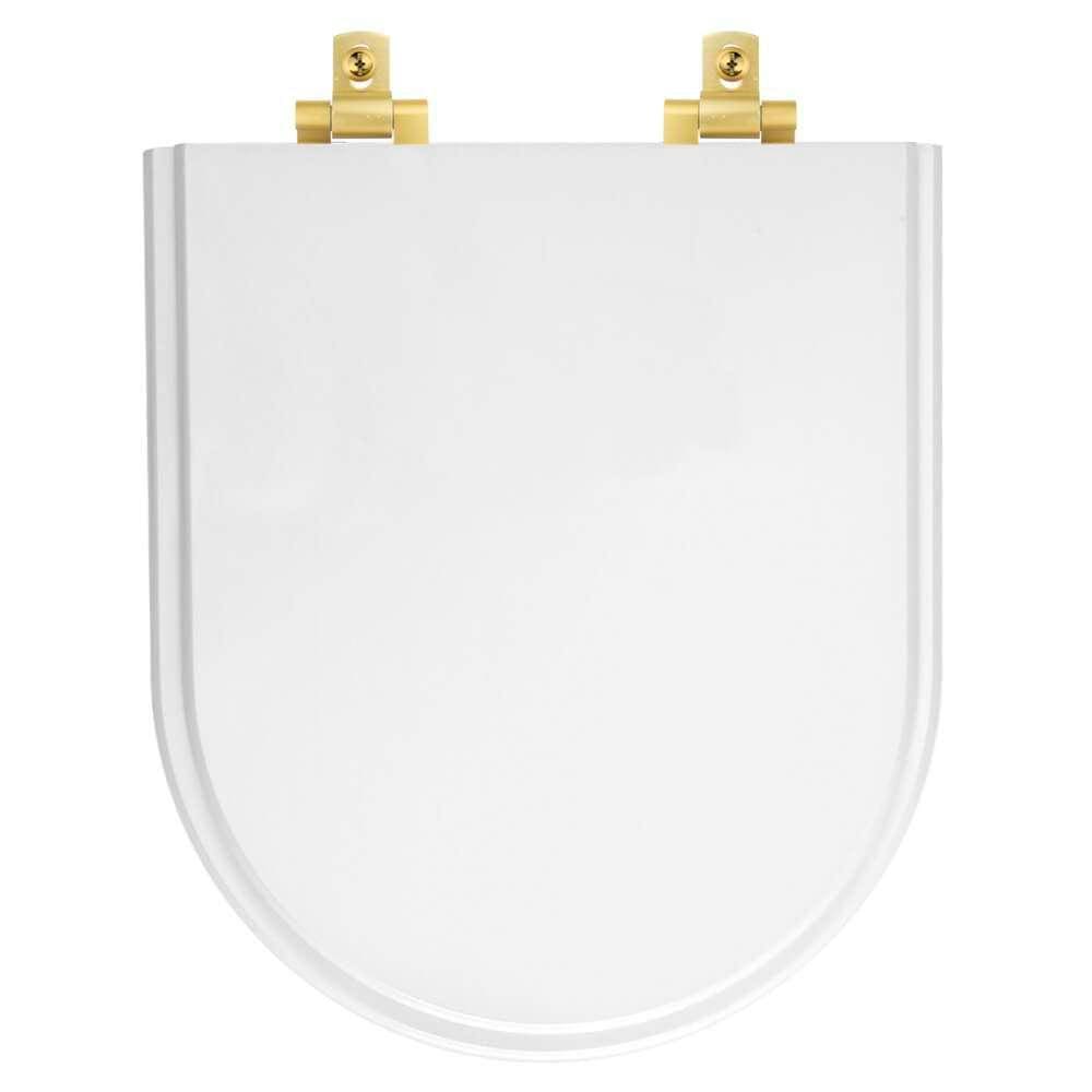 Tampa de Vaso Laqueado Com Fechamento Lento Duna Branco para Louça Deca com Ferragem Dourada