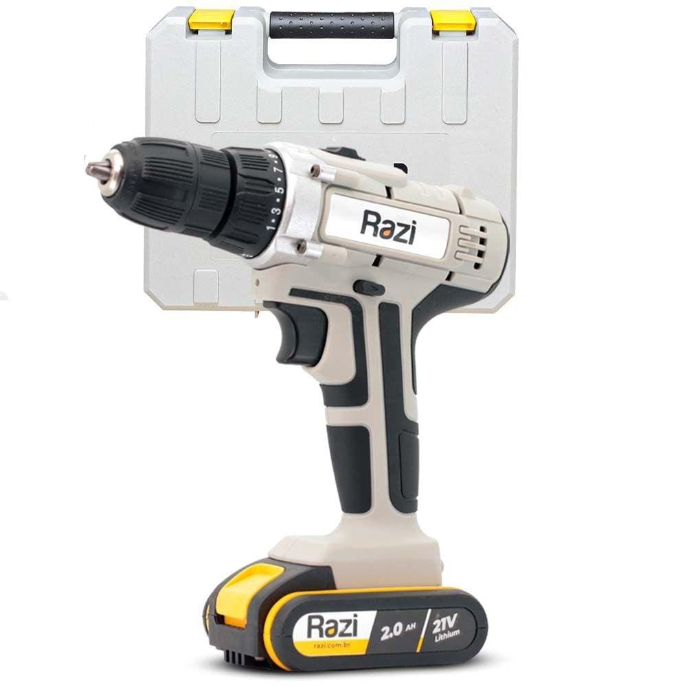 Parafusadeira Furadeira A Bateria Razi 21V Bivolt 3/8Pol
