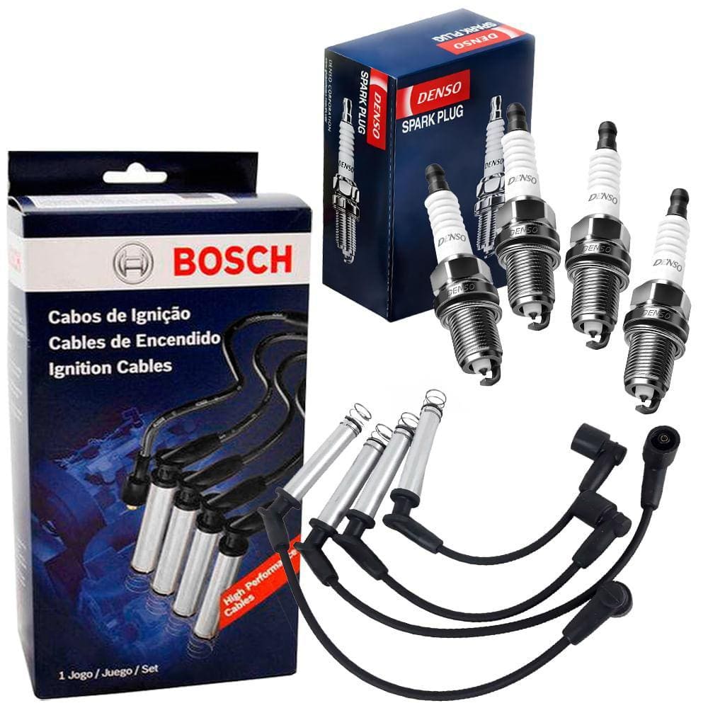 Kit Cabo Bosch + Vela Denso Fiat Palio 1.0 1.3 8v 2000 A 200