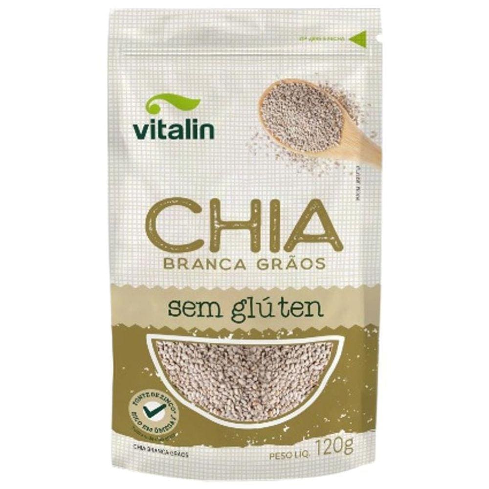 Kit 3X: Chia Em Grãos Branca Sem Glúten Vitalin 120G
