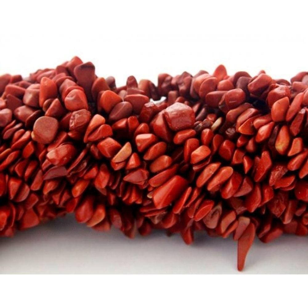 Fio Jaspe Vermelho Cascalho Extra Furado a Laser 90cm