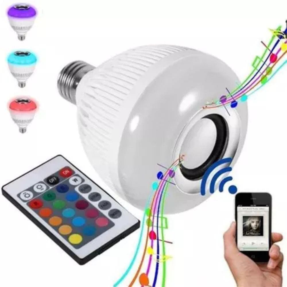 Lâmpada RGB com Bluetooth LED e Caixa de Som.