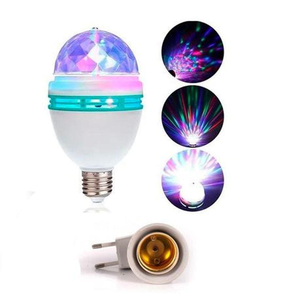 Lâmpada Led Giratória Colorida Globo De Luz Festa + Soquete