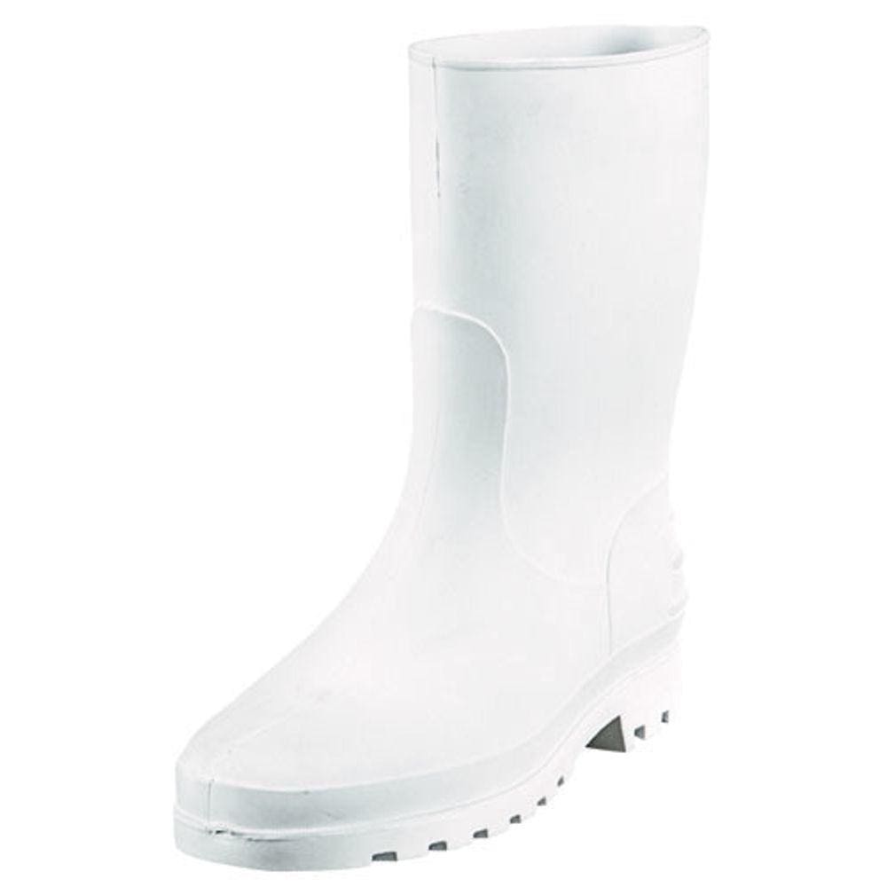 Bota Galocha Borracha Pvc Impermeável Náutica Branca Cano Médio