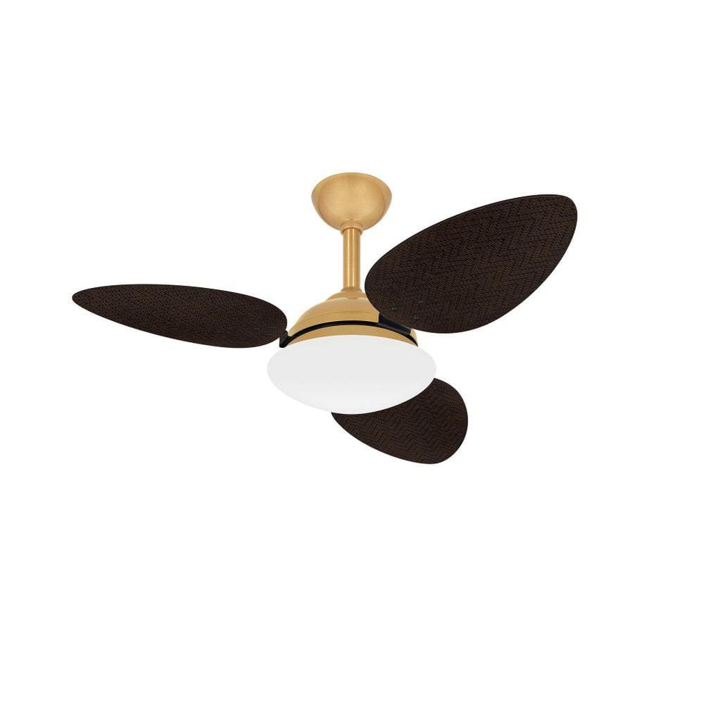 Ventilador Teto Dourado Turbo Pétalo 3 Pás Palha Ventax 110V