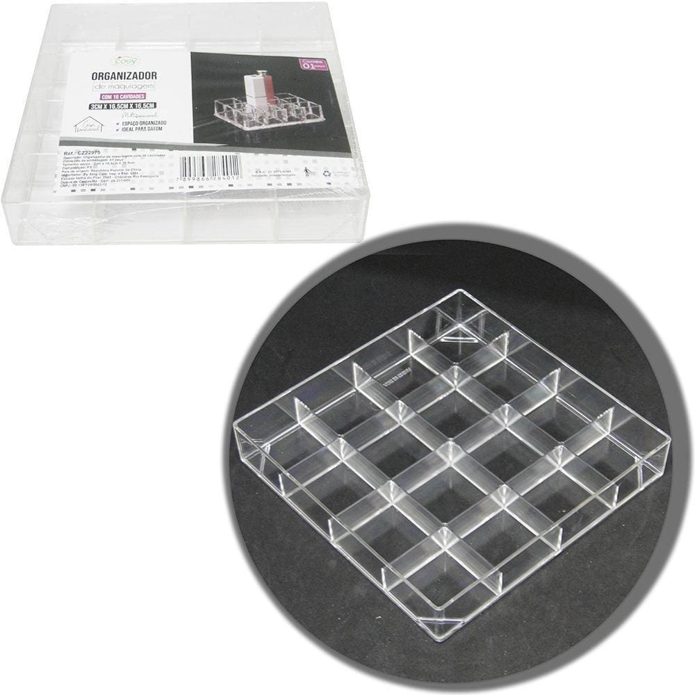 Organizador Cosmeticos Acrilico Quadrado 16 Cavidades 16,5Cm