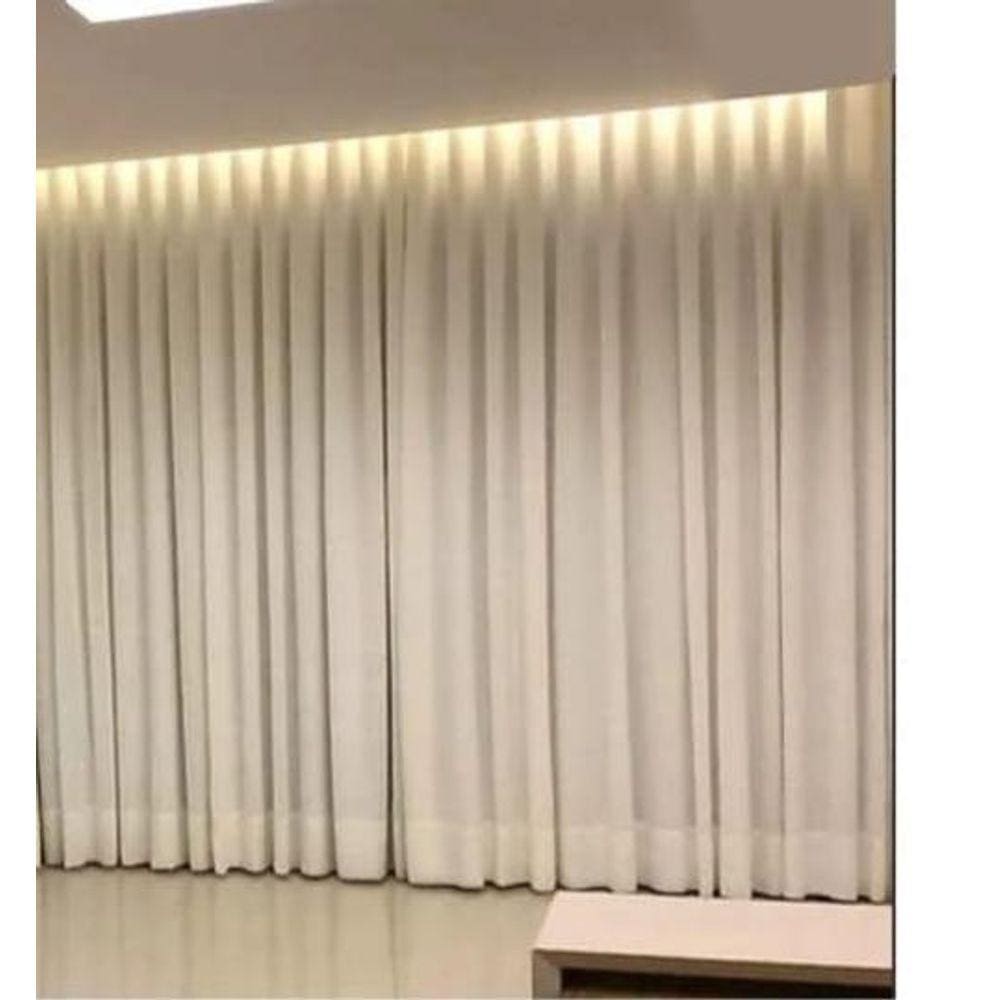 Cortina Trilho Suiço Duplo Forro Linho Marfim 6.00 X 2.60