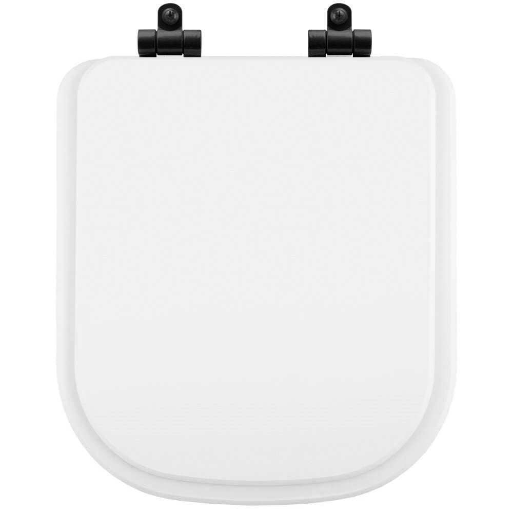 Tampa de Vaso Poliéster Com Fechamento Lento Piano Branco para Louça Deca com Ferragem Preta