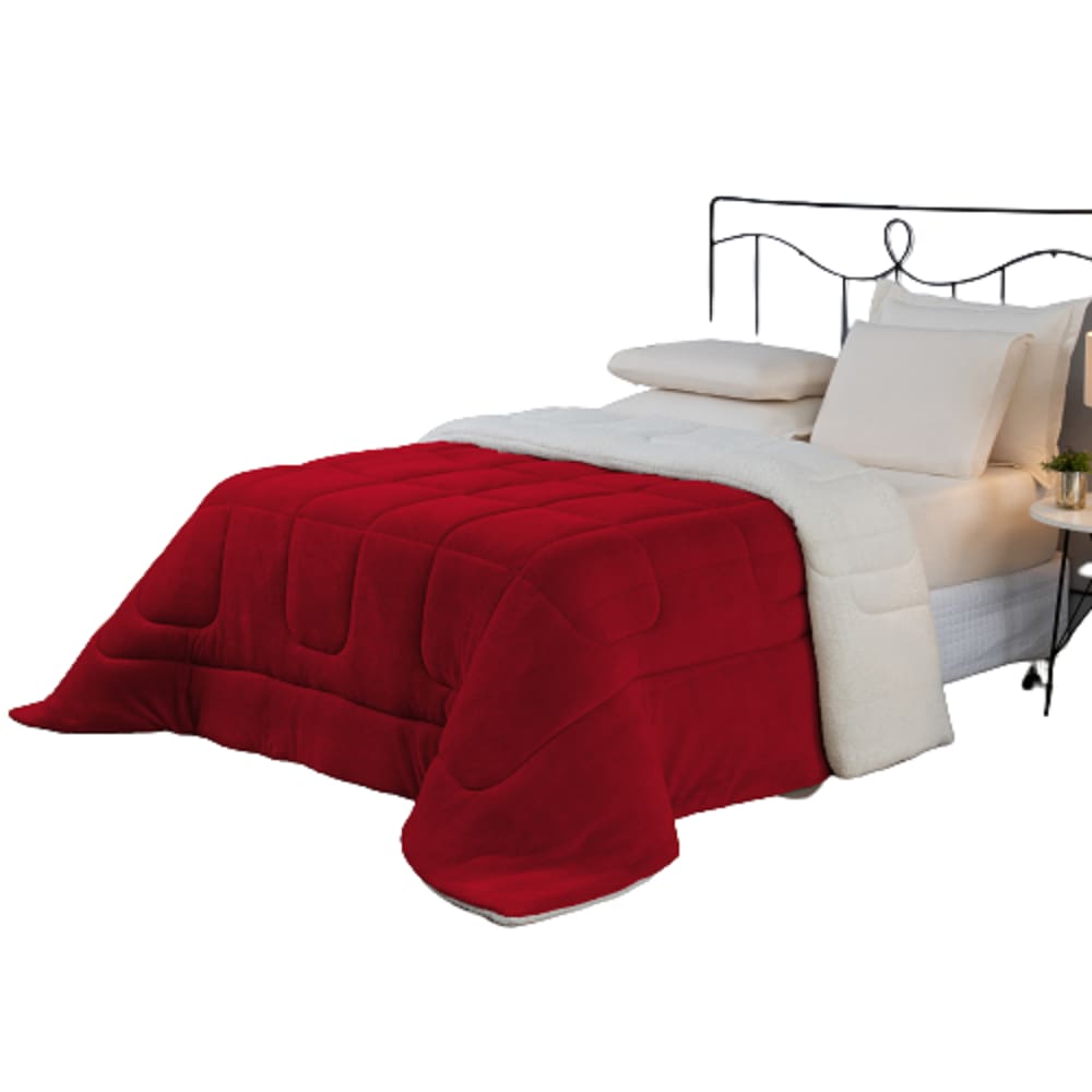 Coberdrom Cobertor Queen Sherpa Carneiro Manta Soft Marsala