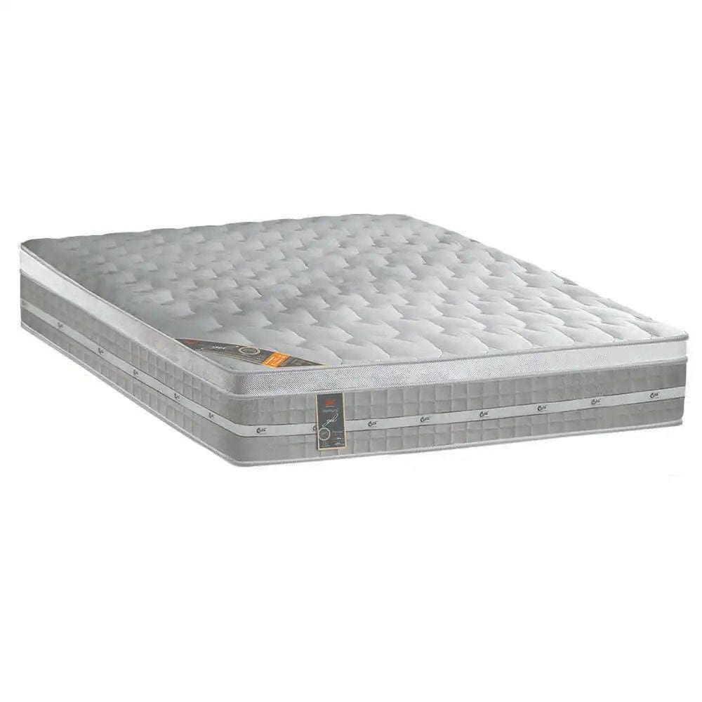 Colchão Casal Castor Premium Gel com Euro Pillow e Molas Ensacadas 32x138x188 cm - Branco/Cinza