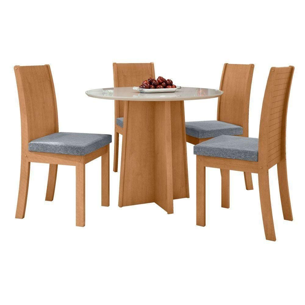 Conjunto Mesa Celebrare 100cm Tampo Mdf/vidro 4 Cadeiras