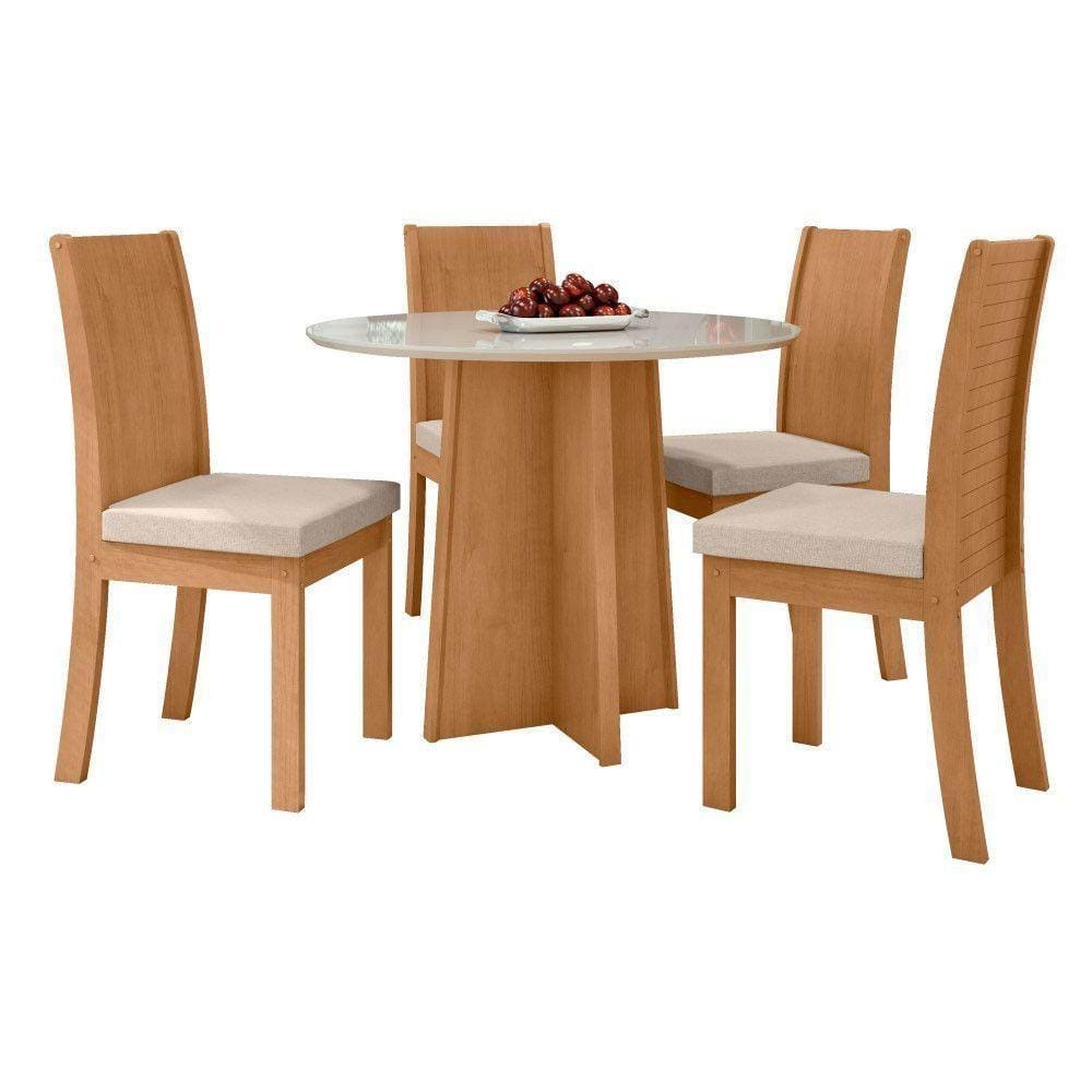 Conjunto Mesa Celebrare 100cm Tampo Mdf/vidro 4 Cadeiras