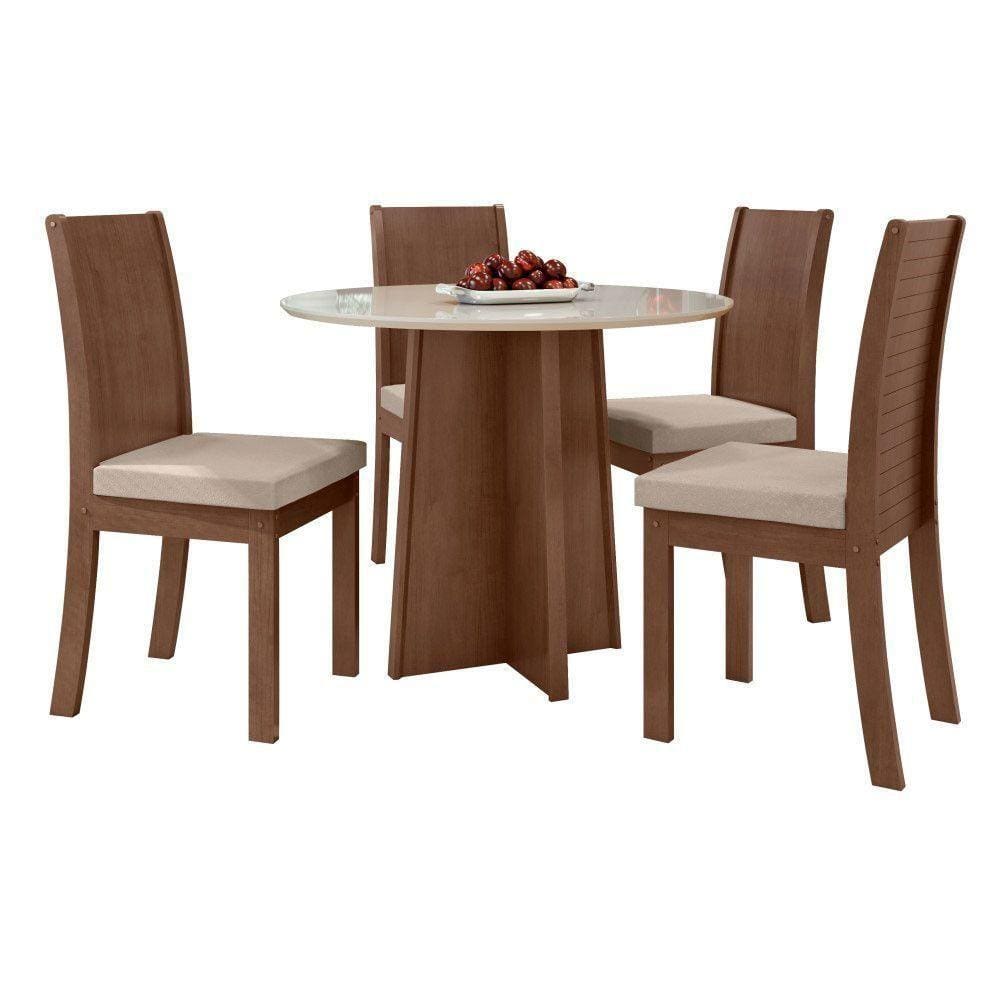 Conjunto Mesa Celebrare 100cm Tampo Mdf/vidro 4 Cadeiras