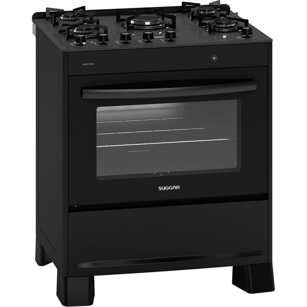 Fogão Mesa de Vidro 5 Queimadores Neo Max Preto