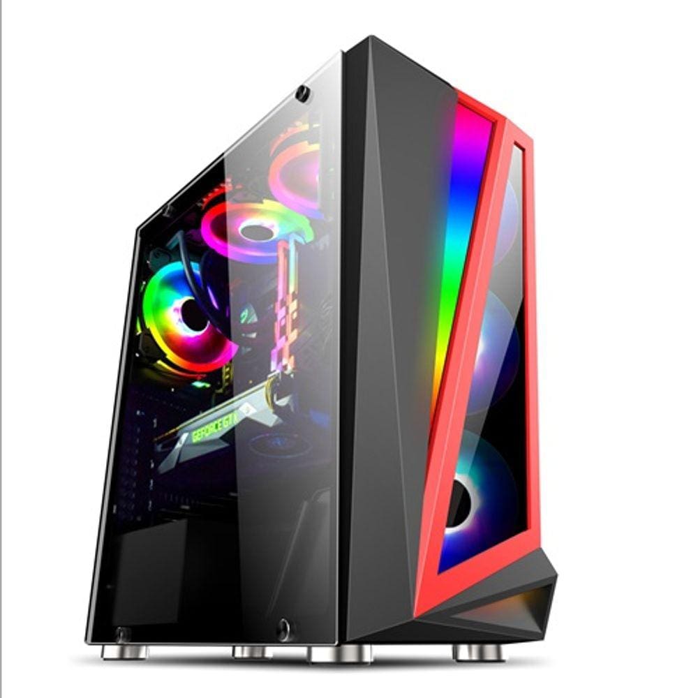 Gabinete Gamer Bluecase Bg-040 Black Compatível Atx/Mini Atx, S/Fan, Sem/Fonte, Led Rgb, Frontal Usb 3.0, Lateral em V