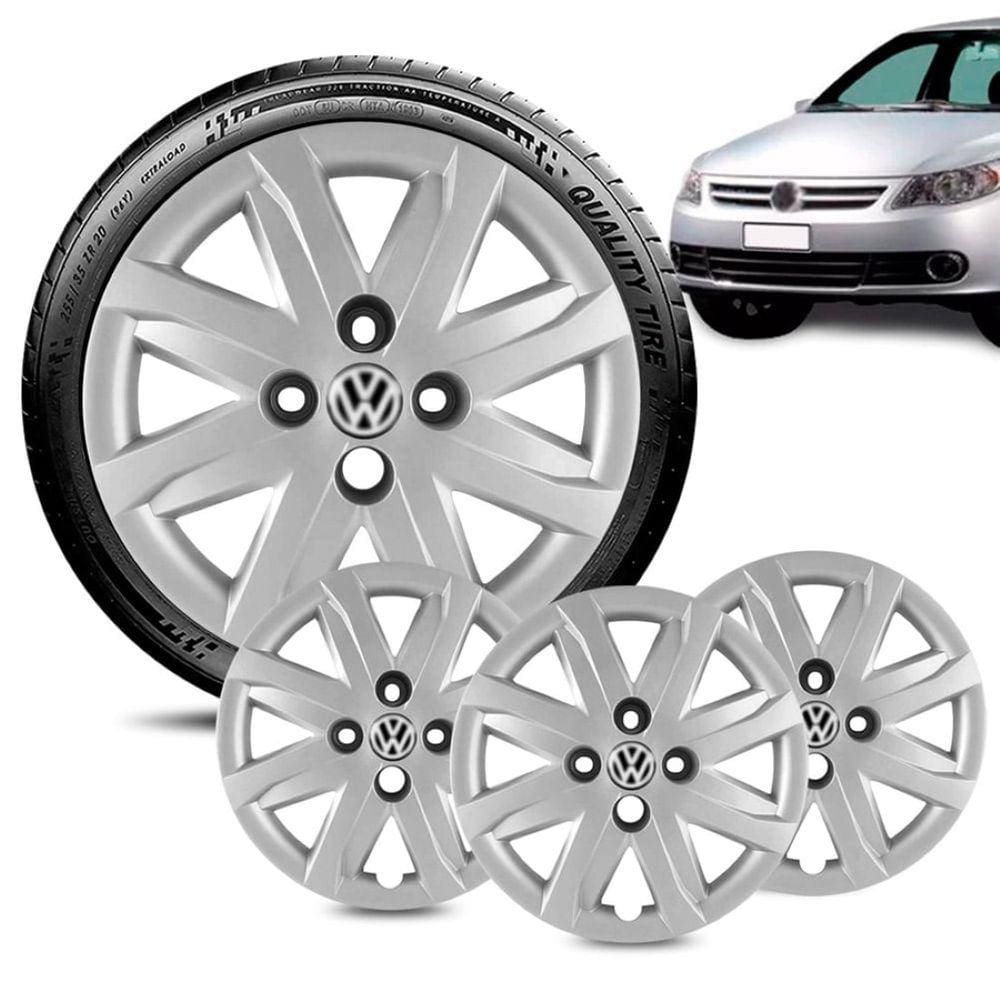 Jogo 4 Calota Volkswagen Voyage G5 aro 14 2013 14 15 prata