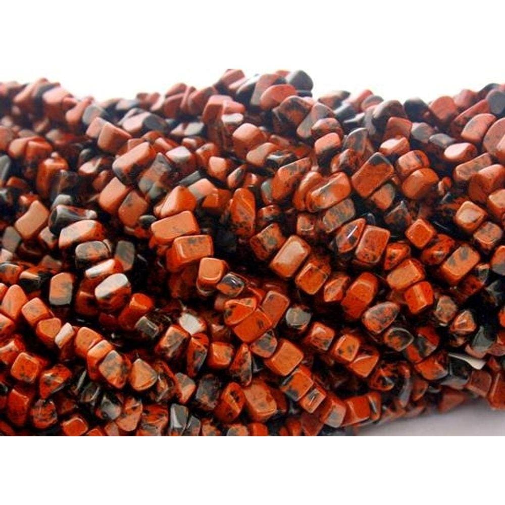 Fio Obsidiana Mahogany Cascalho Furado a Laser 90cm