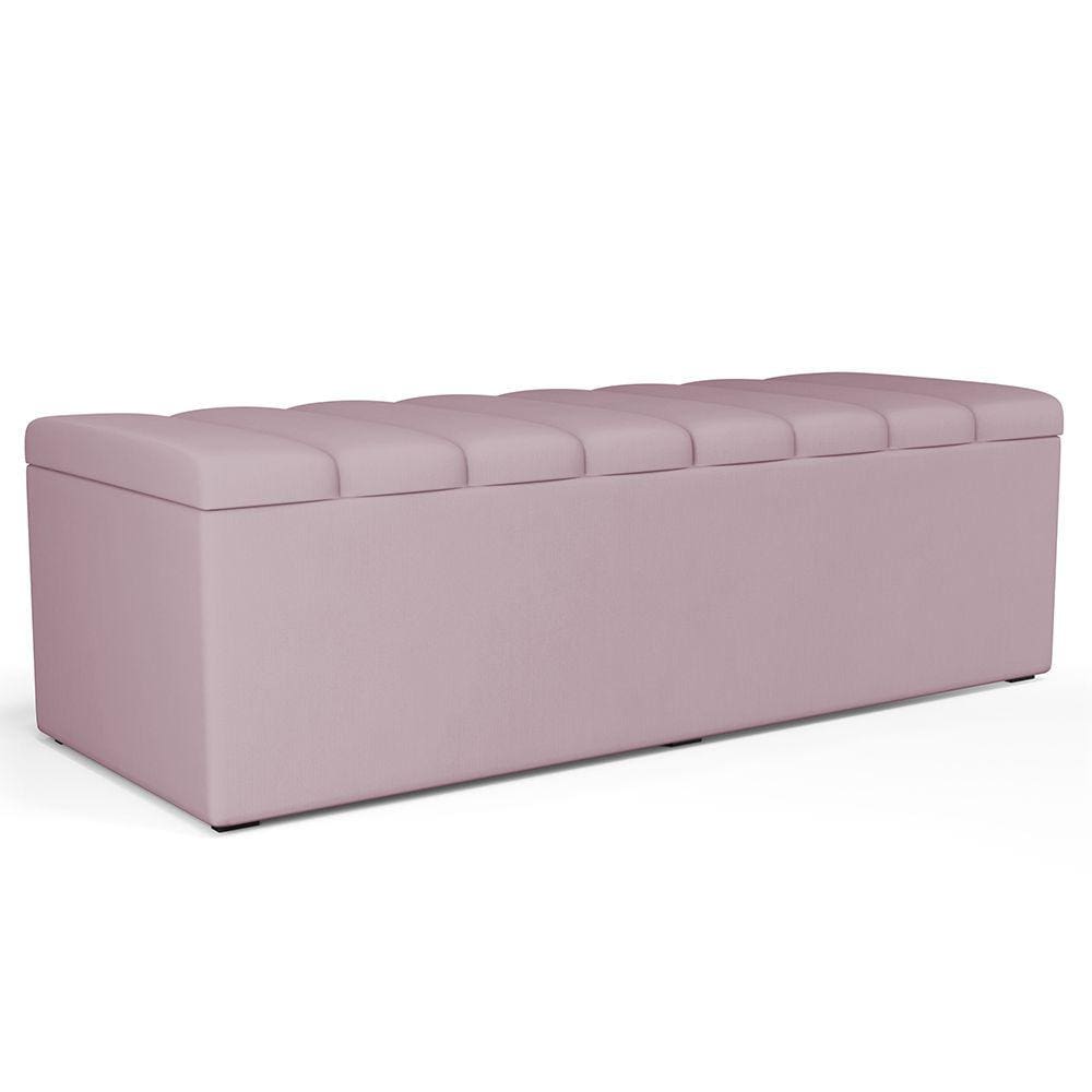 Calçadeira Recamier Baú Para Cama De Casal King Dália 195x50 cm W01 Suede Rosê - Lyam