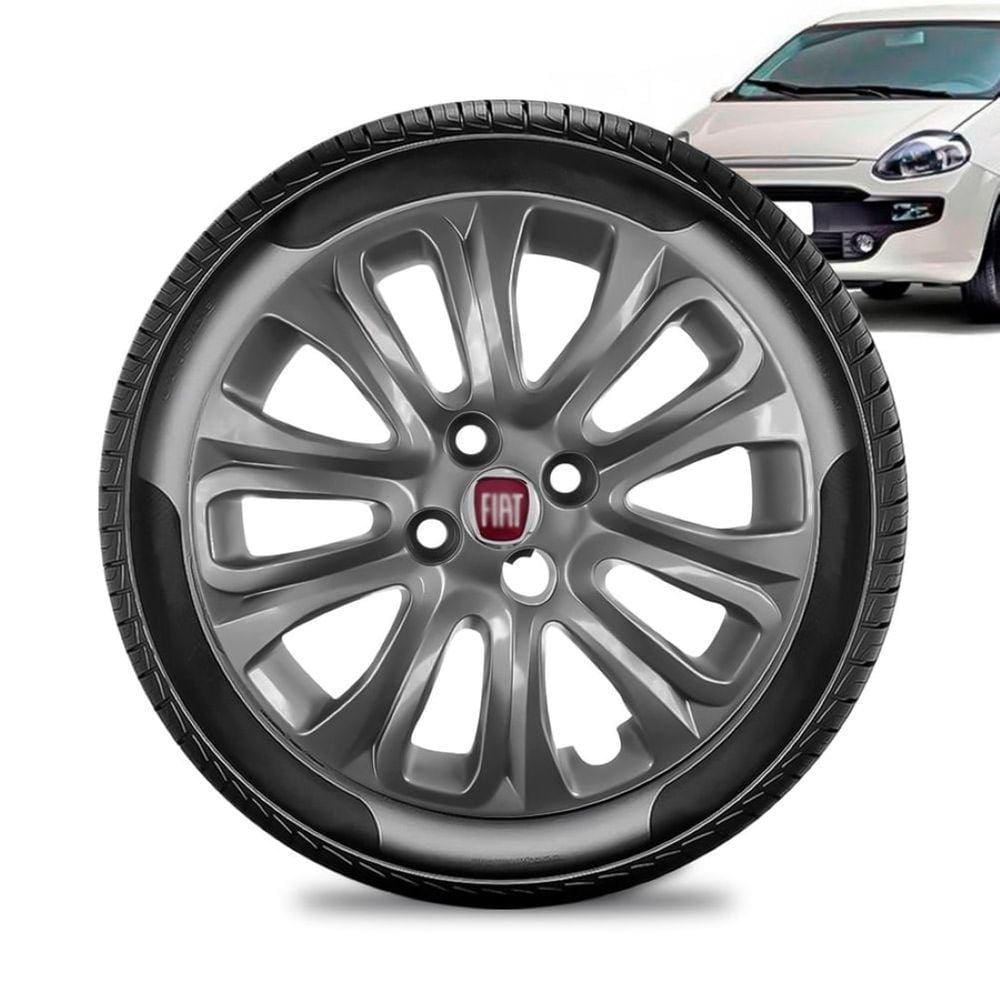 Calota Fiat Punto aro 15 2015 a 16 Grafite Brilhante Vermelh