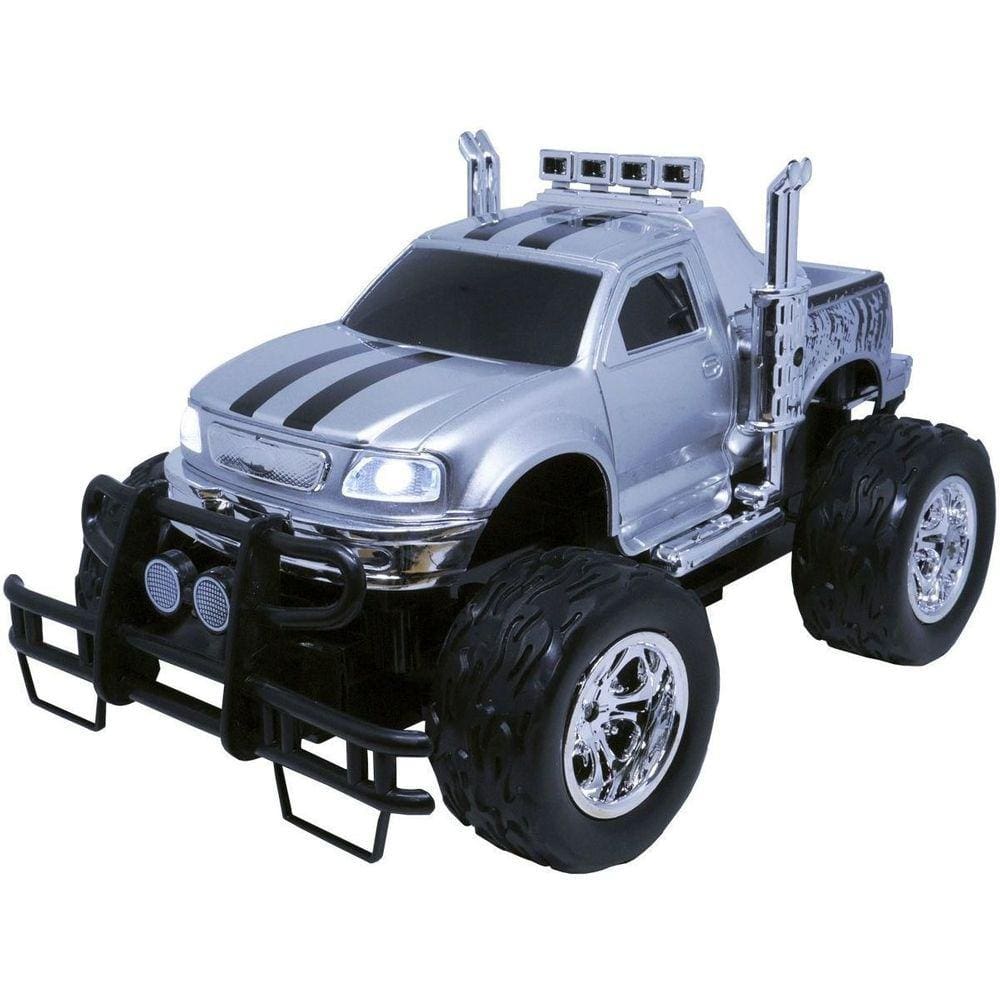 Carrinho Controle Remoto Elétrico Pilha Picape Monster Car 4x4 Off Road Importway BW027PR Prata