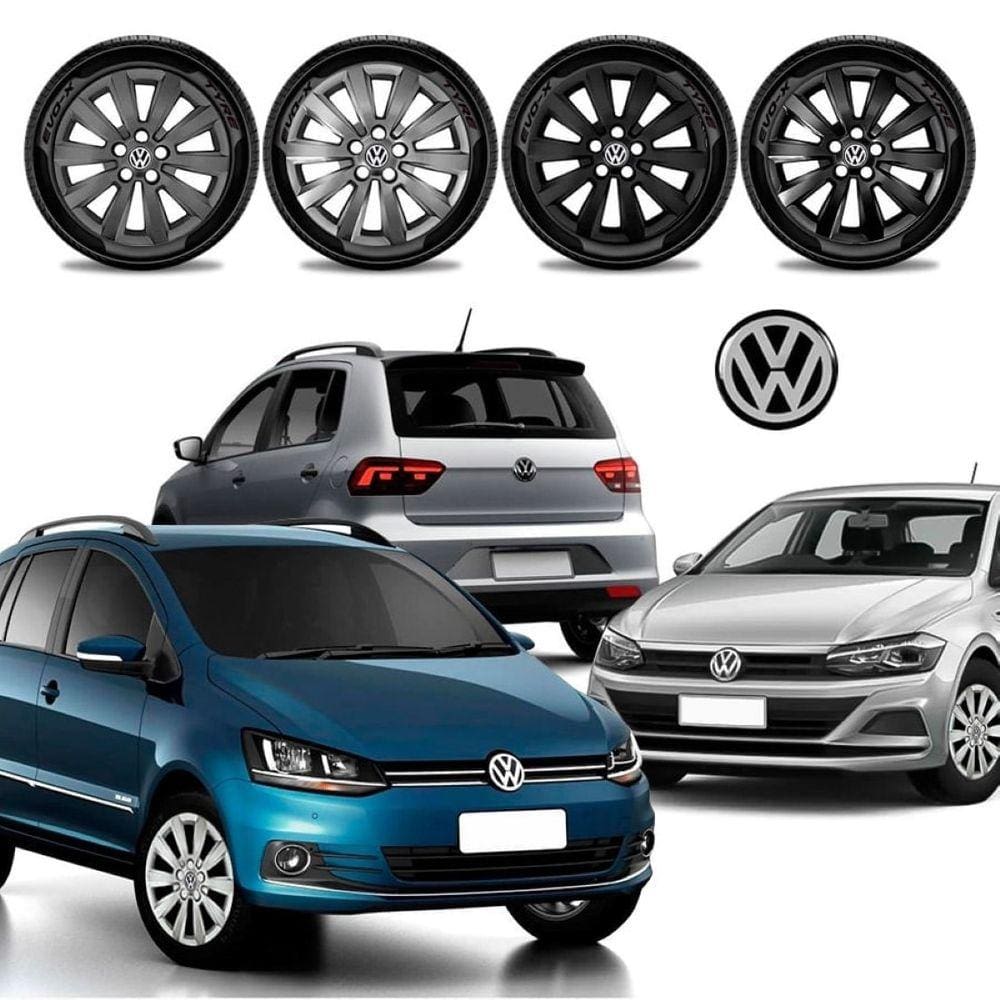 Jogo calota Vw Fox Polo SpaceFox cinco furos 2014 Aro 14