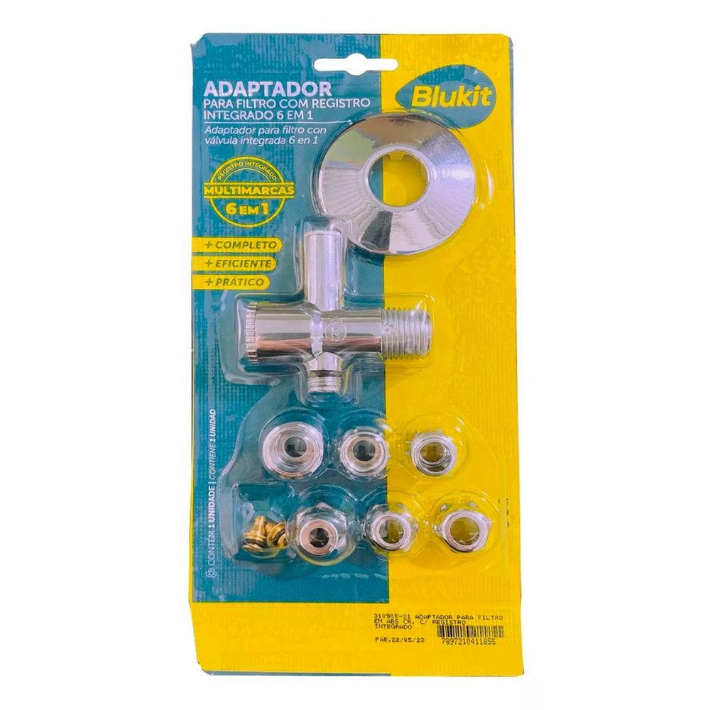 Adaptador para Filtro com Registro Integrado 6x1 Cromado