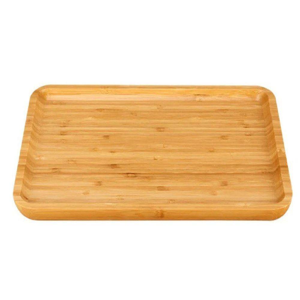 Petisqueira Bandeja Retangular De Bambu Multiúso 32x22cm