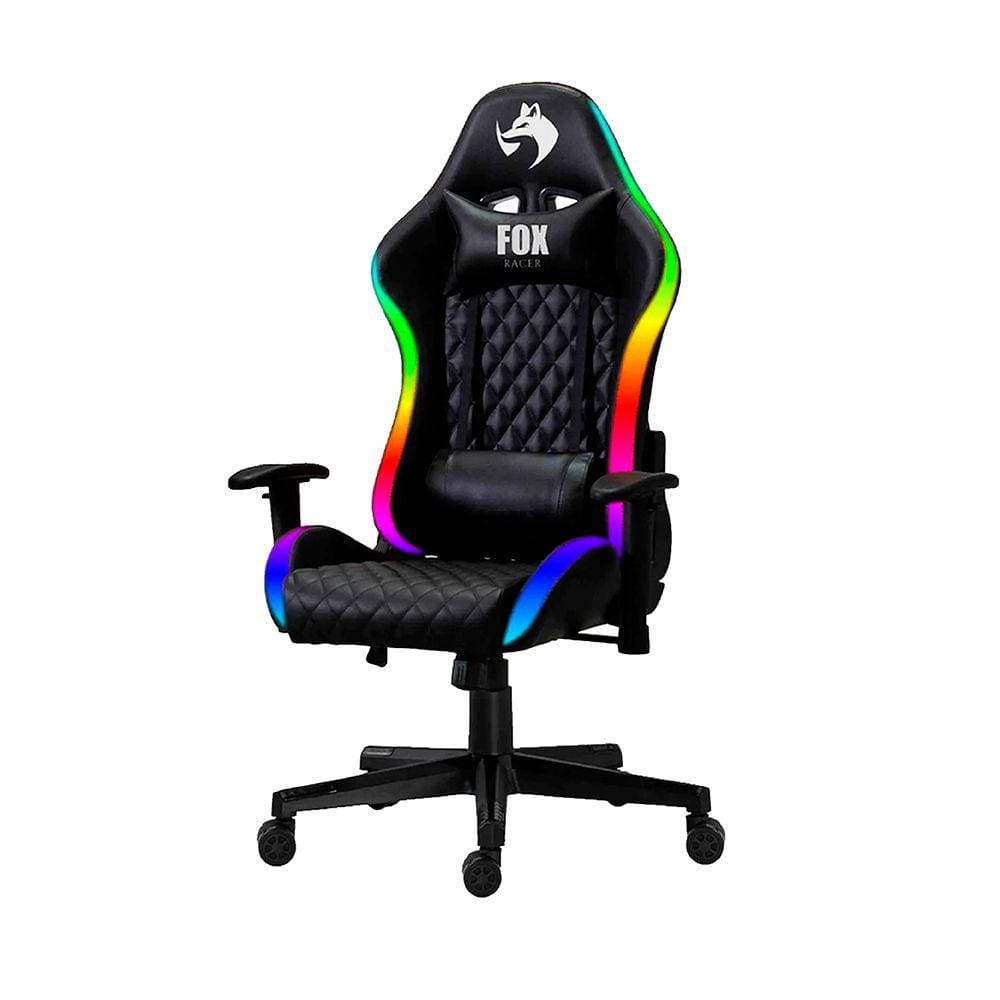 Cadeira Gamer RGB Fox Racer Iluminação LED - Preta