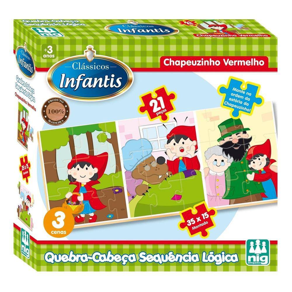 Quebra-cabeça Nig Brinquedos Chapeuzinho Vermelho De 21 Peças 3 cenas Crianças 3 anos+