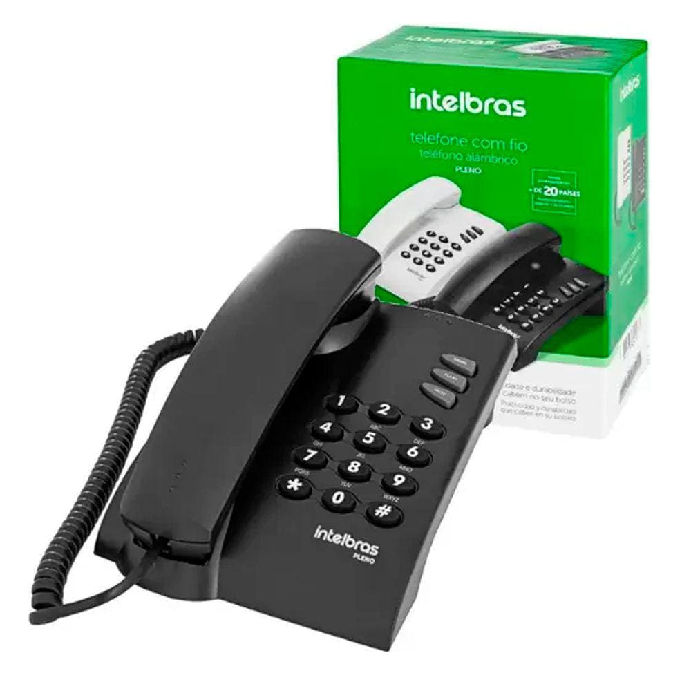 Telefone com Fio de Mesa Pleno Preto